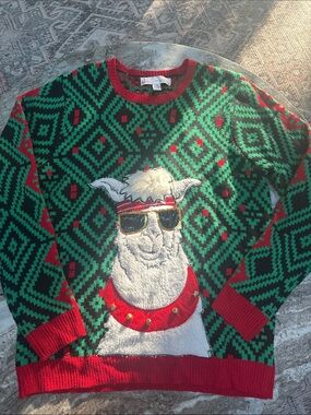 4/$25 Jolly Sweaters Llama Jingle Bells "Cool" Ugly Christmas Sweater Unisex L